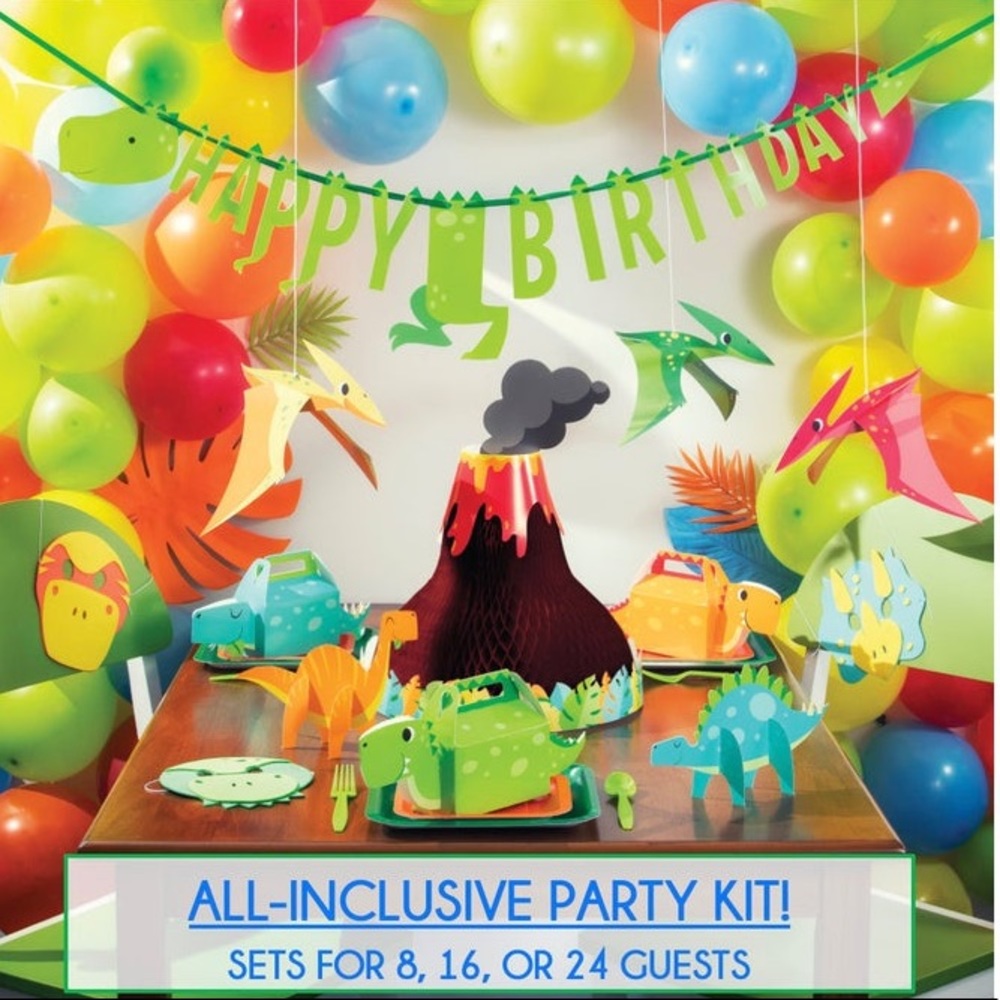 Dinosaur Theme Kids Birthday Party Kit - 16 Guests